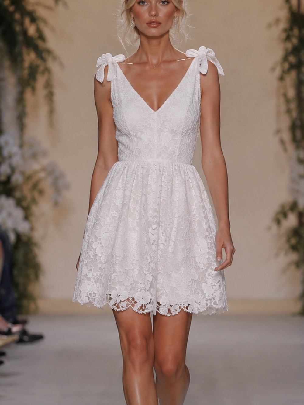 Layered with Love White Floral Lace Fit & Flare Dress Size L NWT